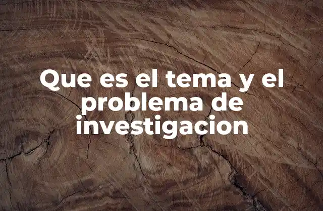 Que es el Tema y el Problema de Investigacion