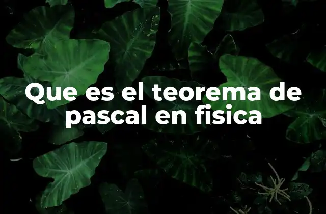 Que es el Teorema de Pascal en Fisica