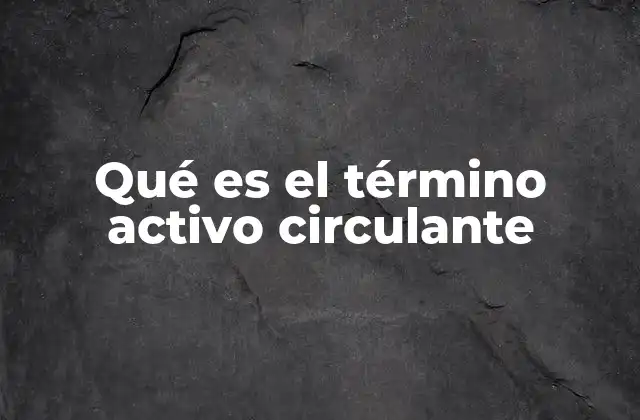 Qué es el Término Activo Circulante