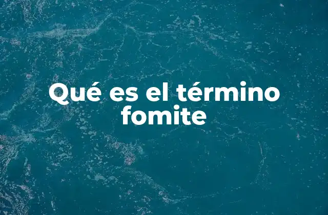Qué es el Término Fomite