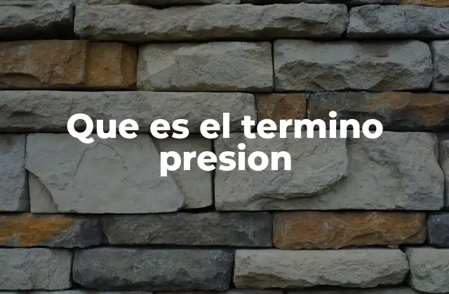 Que es el Termino Presion