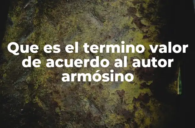 Que es el Termino Valor de Acuerdo Al Autor Armósino