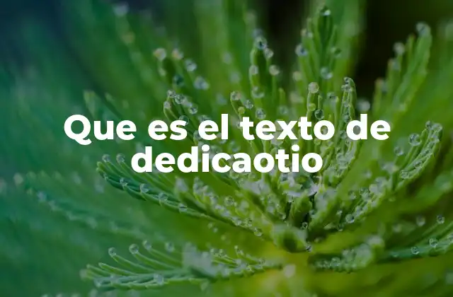 Que es el Texto de Dedicaotio