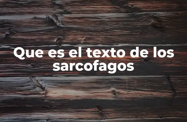 Que es el Texto de los Sarcofagos