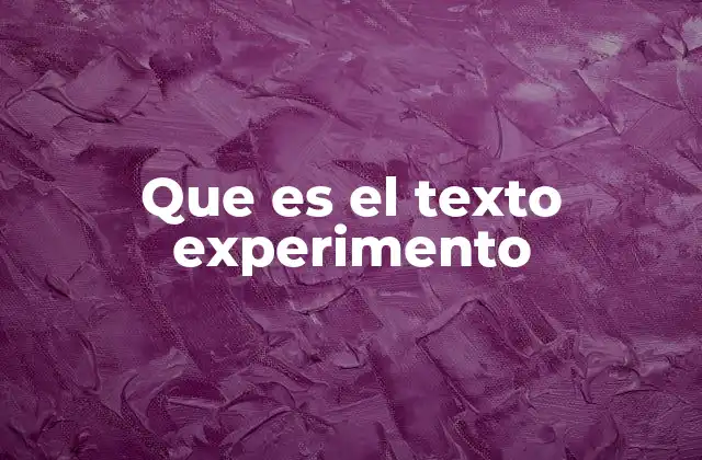 Que es el Texto Experimento