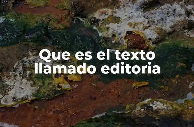Que es el Texto Llamado Editoria