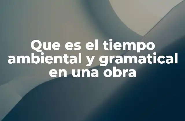 Que es el Tiempo Ambiental y Gramatical en una Obra