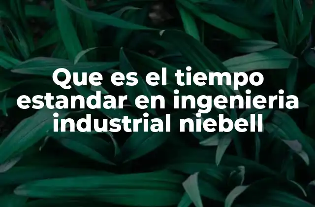 Que es el Tiempo Estandar en Ingenieria Industrial Niebell