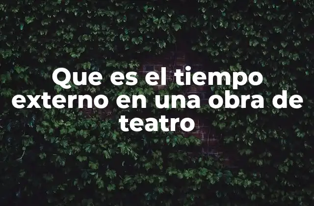 Que es el Tiempo Externo en una Obra de Teatro