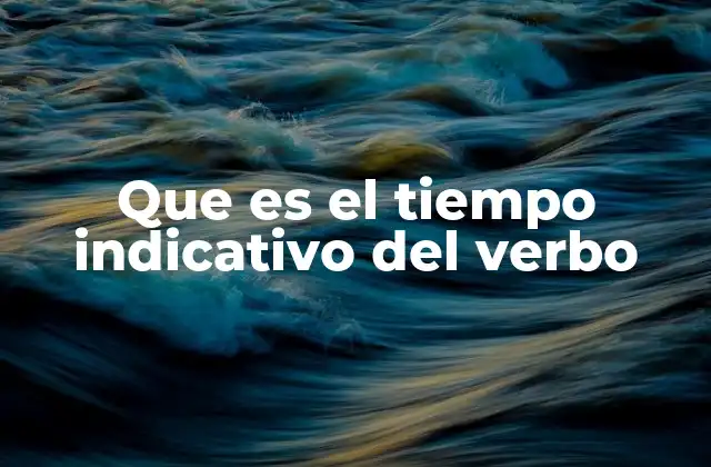 Que es el Tiempo Indicativo Del Verbo