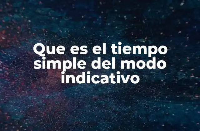 Que es el Tiempo Simple Del Modo Indicativo