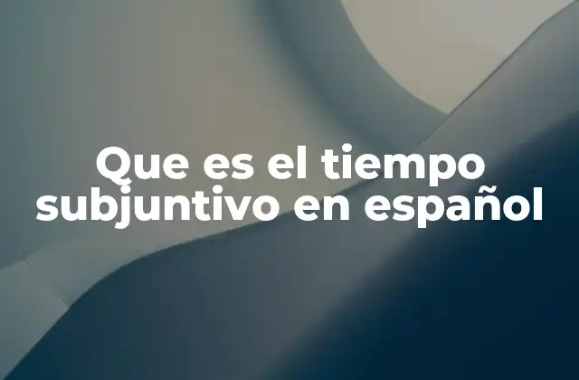 Que es el Tiempo Subjuntivo en Español