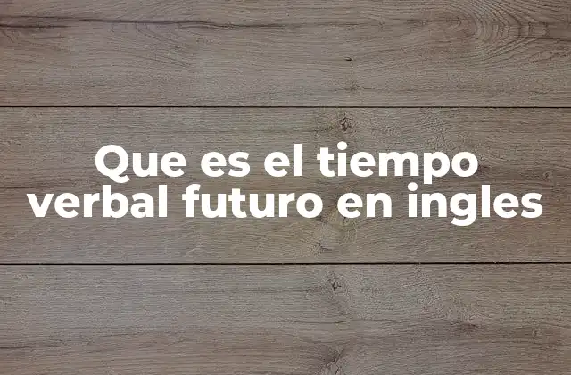 Que es el Tiempo Verbal Futuro en Ingles