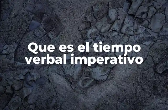 Que es el Tiempo Verbal Imperativo