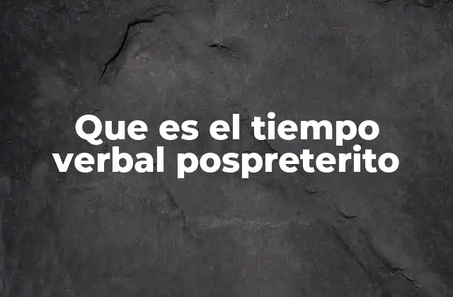 Que es el Tiempo Verbal Pospreterito