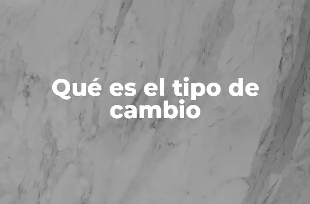 Qué es el Tipo de Cambio