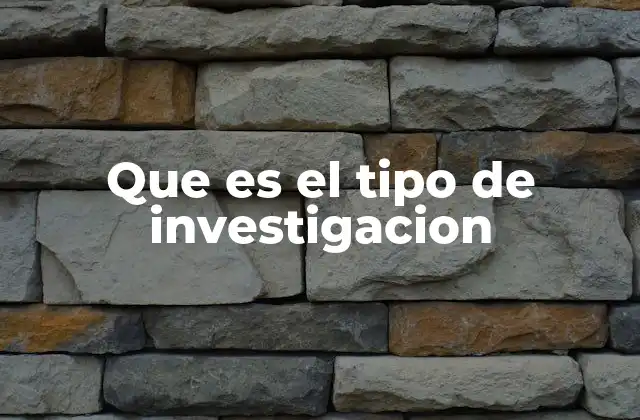 Que es el Tipo de Investigacion