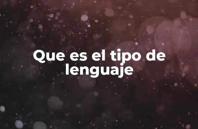 Que es el Tipo de Lenguaje