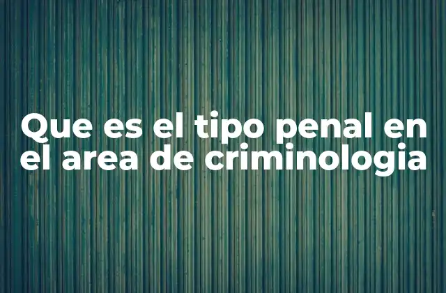Que es el Tipo Penal en el Area de Criminologia