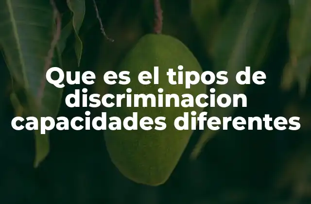 Que es el Tipos de Discriminacion Capacidades Diferentes
