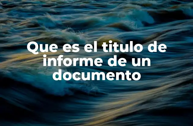 Que es el Titulo de Informe de un Documento