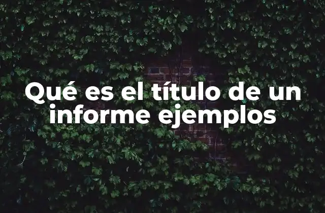 Qué es el Título de un Informe Ejemplos