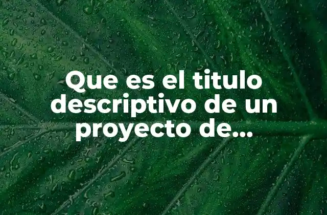 Que es el Titulo Descriptivo de un Proyecto de Investigacion