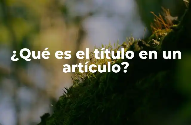 ¿qué es el Título en un Artículo?