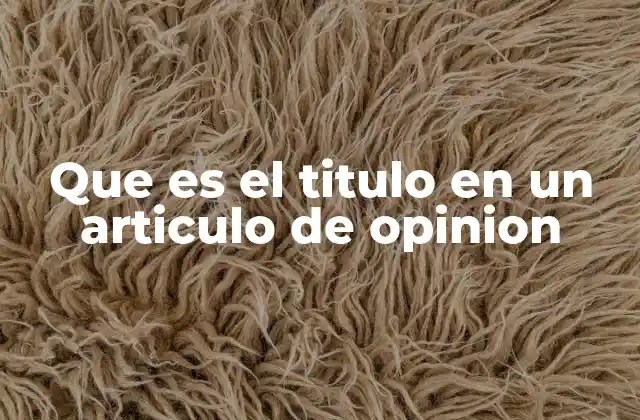 Que es el Titulo en un Articulo de Opinion