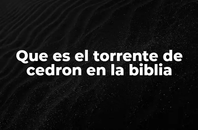 Que es el Torrente de Cedron en la Biblia 2 El significado geográfico del torrente de Cedrón