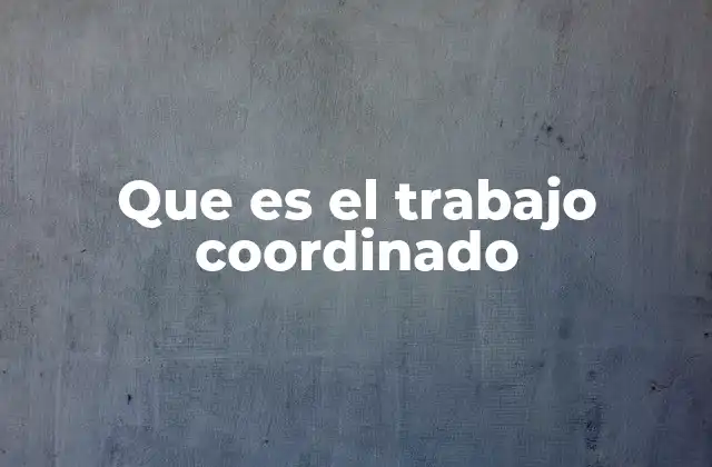 Que es el Trabajo Coordinado 2 La importancia de la colaboración en entornos complejos