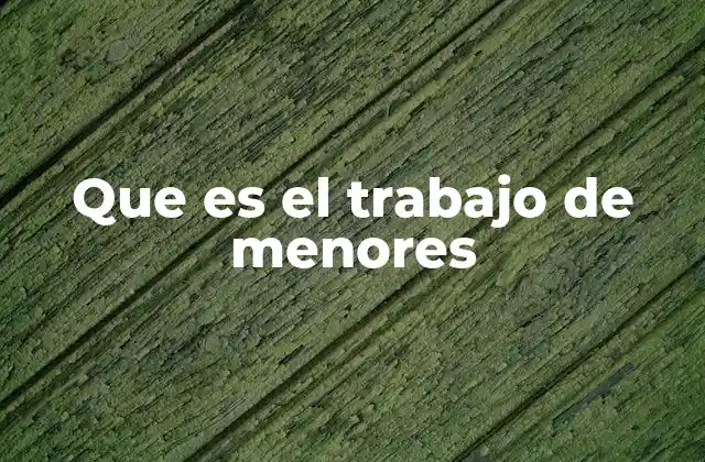 Que es el Trabajo de Menores