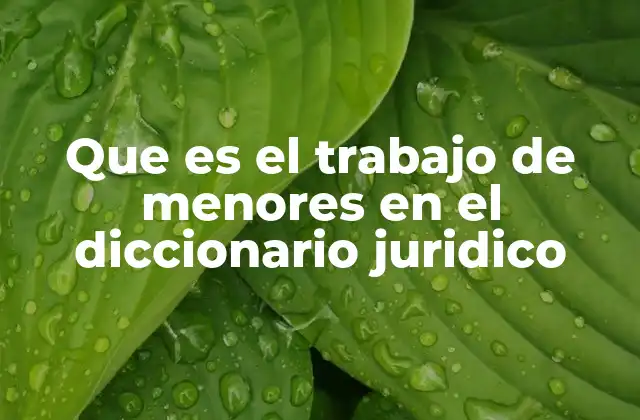 Que es el Trabajo de Menores en el Diccionario Juridico