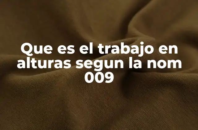 Que es el Trabajo en Alturas Segun la Nom 009