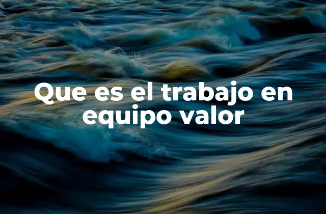 Que es el Trabajo en Equipo Valor