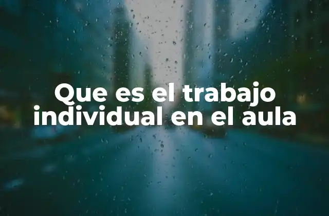 Que es el Trabajo Individual en el Aula