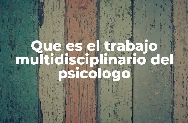 Que es el Trabajo Multidisciplinario Del Psicologo