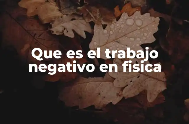 Que es el Trabajo Negativo en Fisica