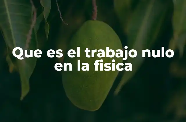 Que es el Trabajo Nulo en la Fisica