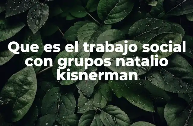 Que es el Trabajo Social con Grupos Natalio Kisnerman