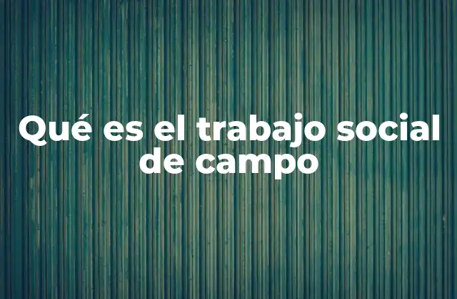 Qué es el Trabajo Social de Campo