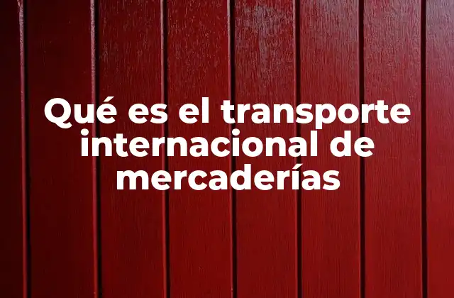 Qué es el Transporte Internacional de Mercaderías