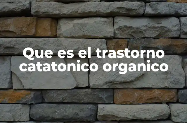 Que es el Trastorno Catatonico Organico