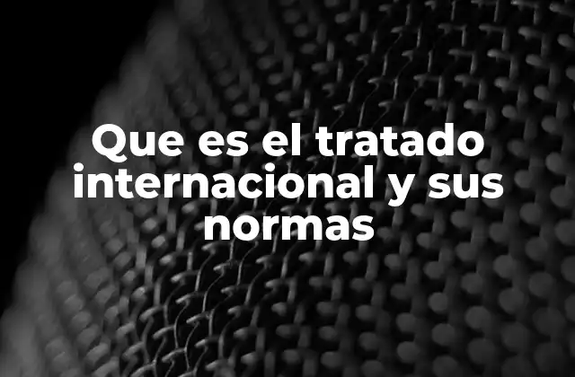 Que es el Tratado Internacional y Sus Normas