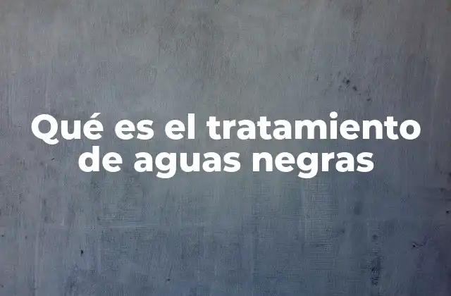 Qué es el Tratamiento de Aguas Negras