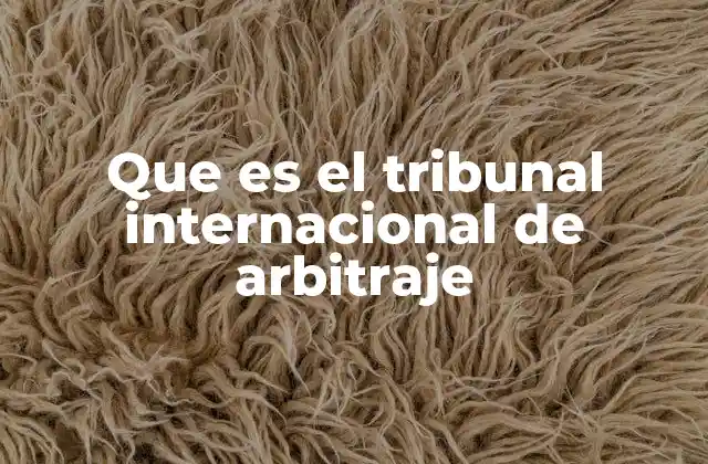 Que es el Tribunal Internacional de Arbitraje