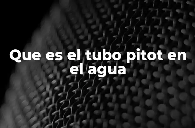 Que es el Tubo Pitot en el Agua