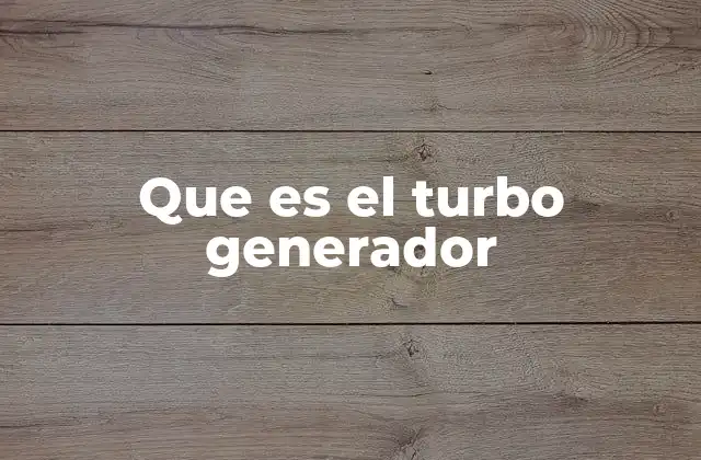 Que es el Turbo Generador