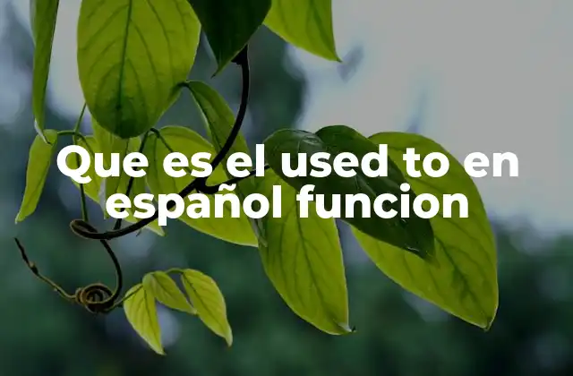 Que es el Used To en Español Funcion