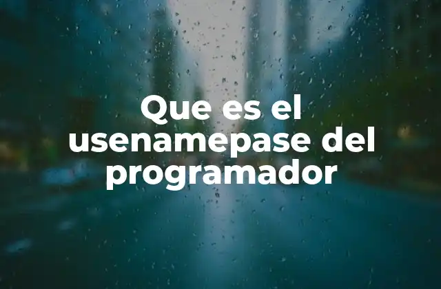 Que es el Usenamepase Del Programador
